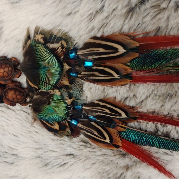 Handmade feather earrings - Picture 6 of 8